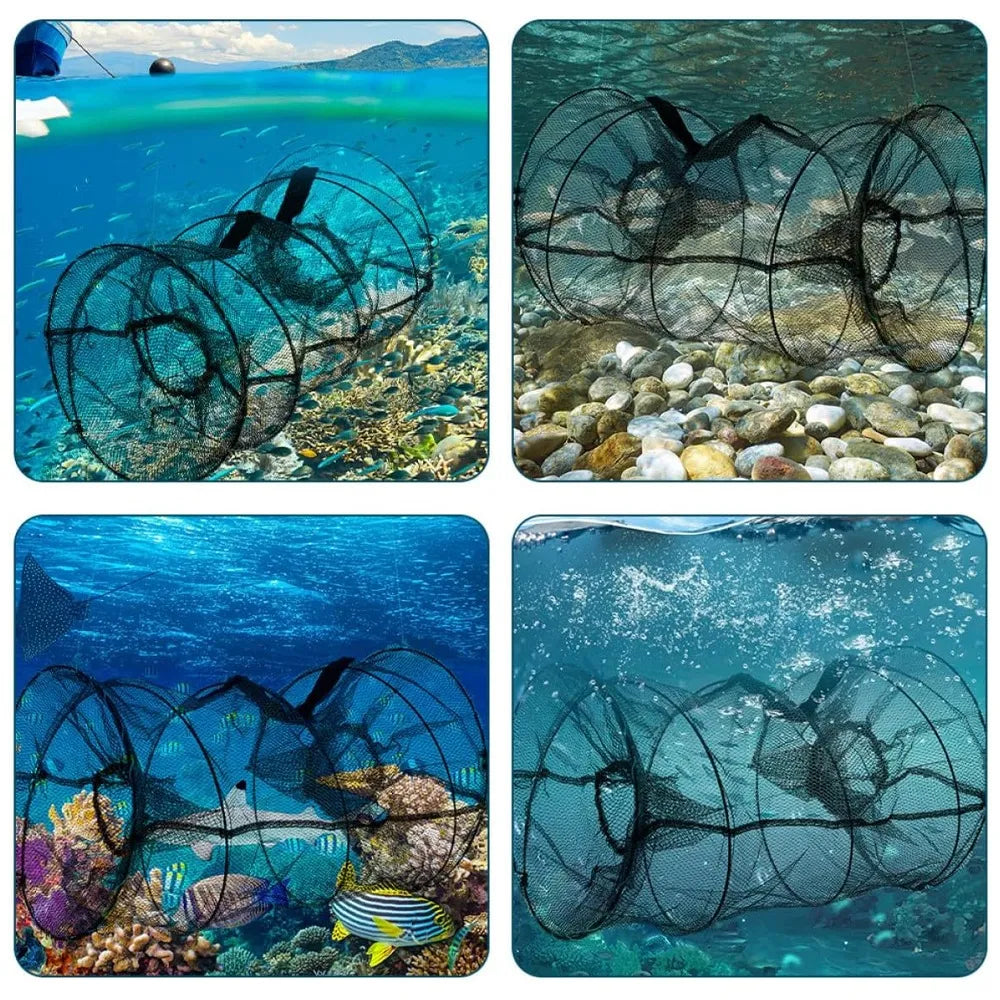 Bedee sulankstomas žvejybos tinklas krabams, vėžiams, omarams ir žuvims, 30 × 60 cm, su užtrauktuku