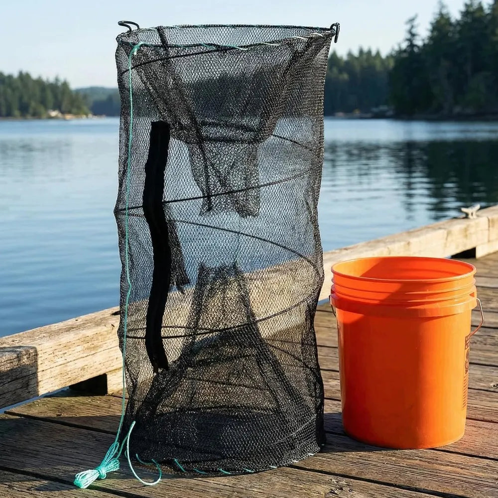 Bedee sulankstomas žvejybos tinklas krabams, vėžiams, omarams ir žuvims, 30 × 60 cm, su užtrauktuku