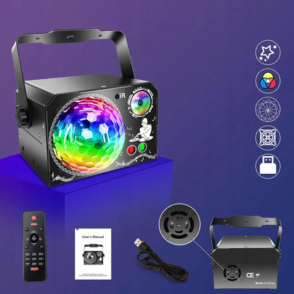 Bėgantis šviesos efektas diskotekai, RGB LED projektorius vakarėliams