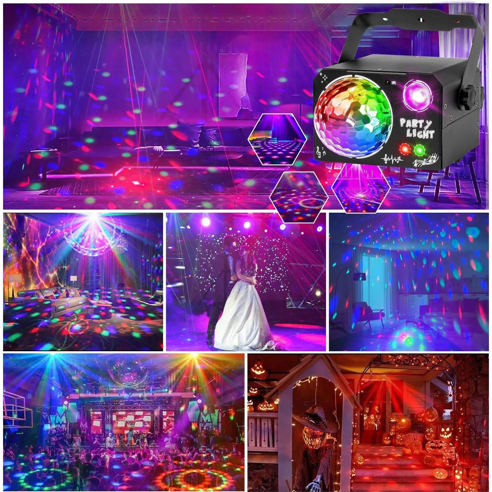 Bėgantis šviesos efektas diskotekai, RGB LED projektorius vakarėliams