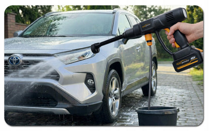 Belaidė aukšto slėgio plovykla Auto Gamma 65 bar 48V 4AH su dviem akumuliatoriais ir daugiafunkciu antgaliu