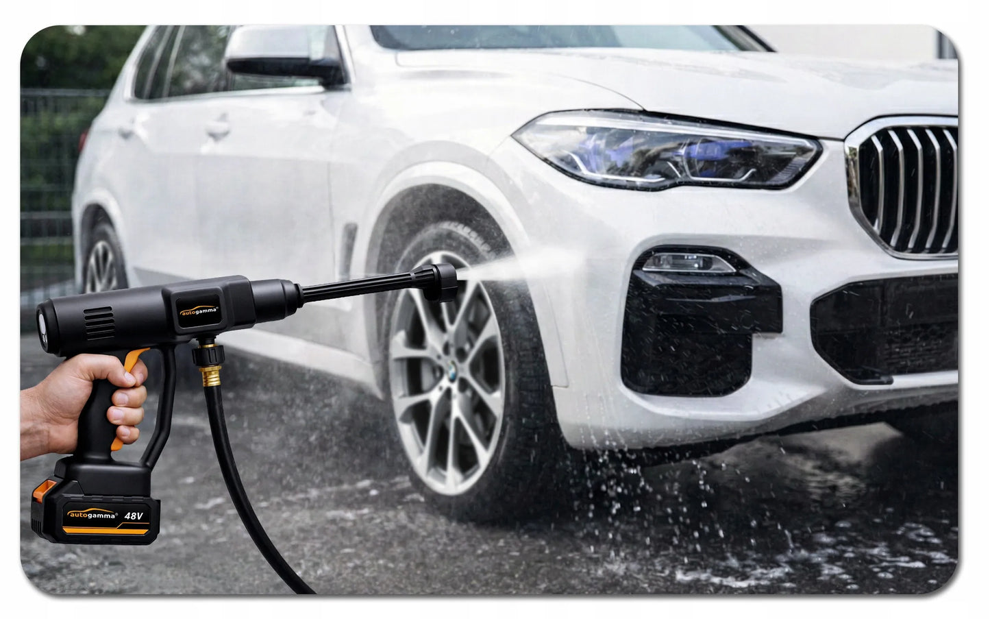 Belaidė aukšto slėgio plovykla Auto Gamma 65 bar 48V 4AH su dviem akumuliatoriais ir daugiafunkciu antgaliu