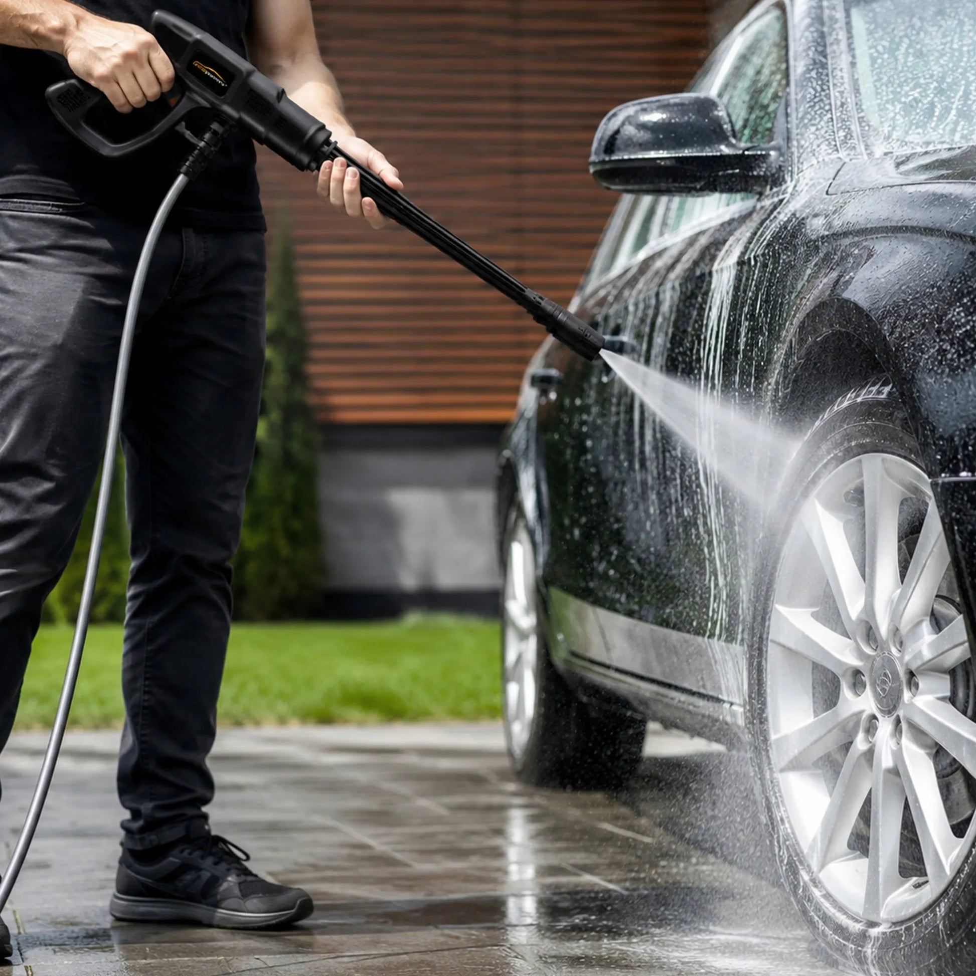 Belaidė aukšto slėgio plovykla Auto Gamma 65 bar 48V 4AH su dviem akumuliatoriais ir daugiafunkciu antgaliu
