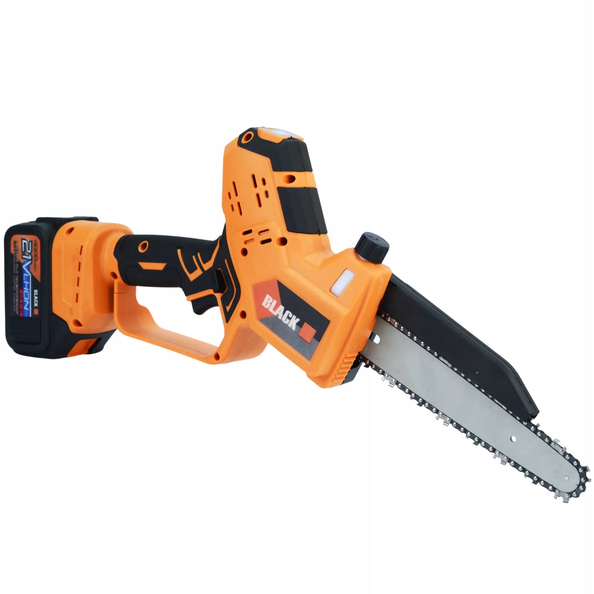 Belaidė grandininė pjūklas Black 20 cm, 21 V, 2 x 4 Ah su automatiniu tepimu