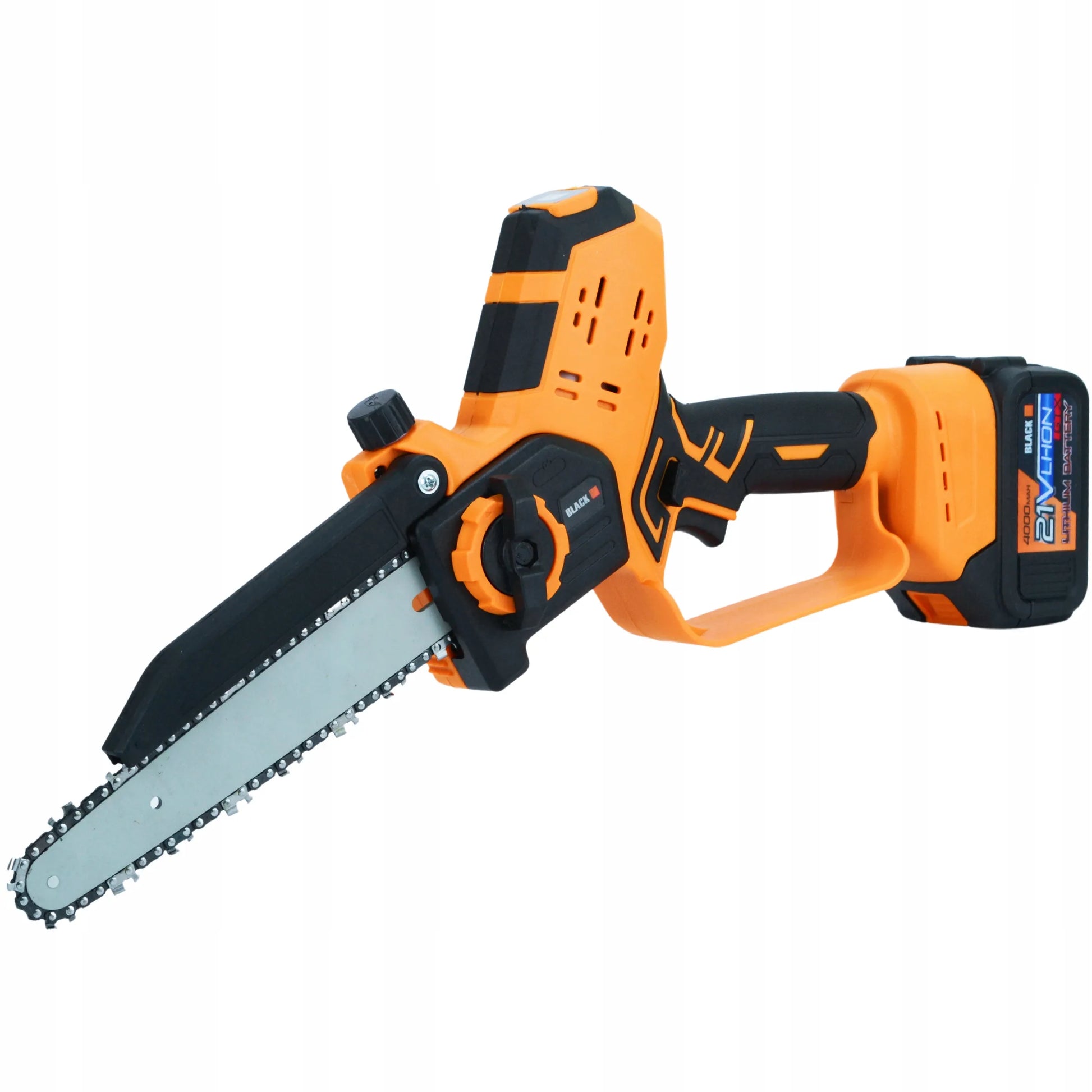 Belaidė grandininė pjūklas Black 20 cm, 21 V, 2 x 4 Ah su automatiniu tepimu