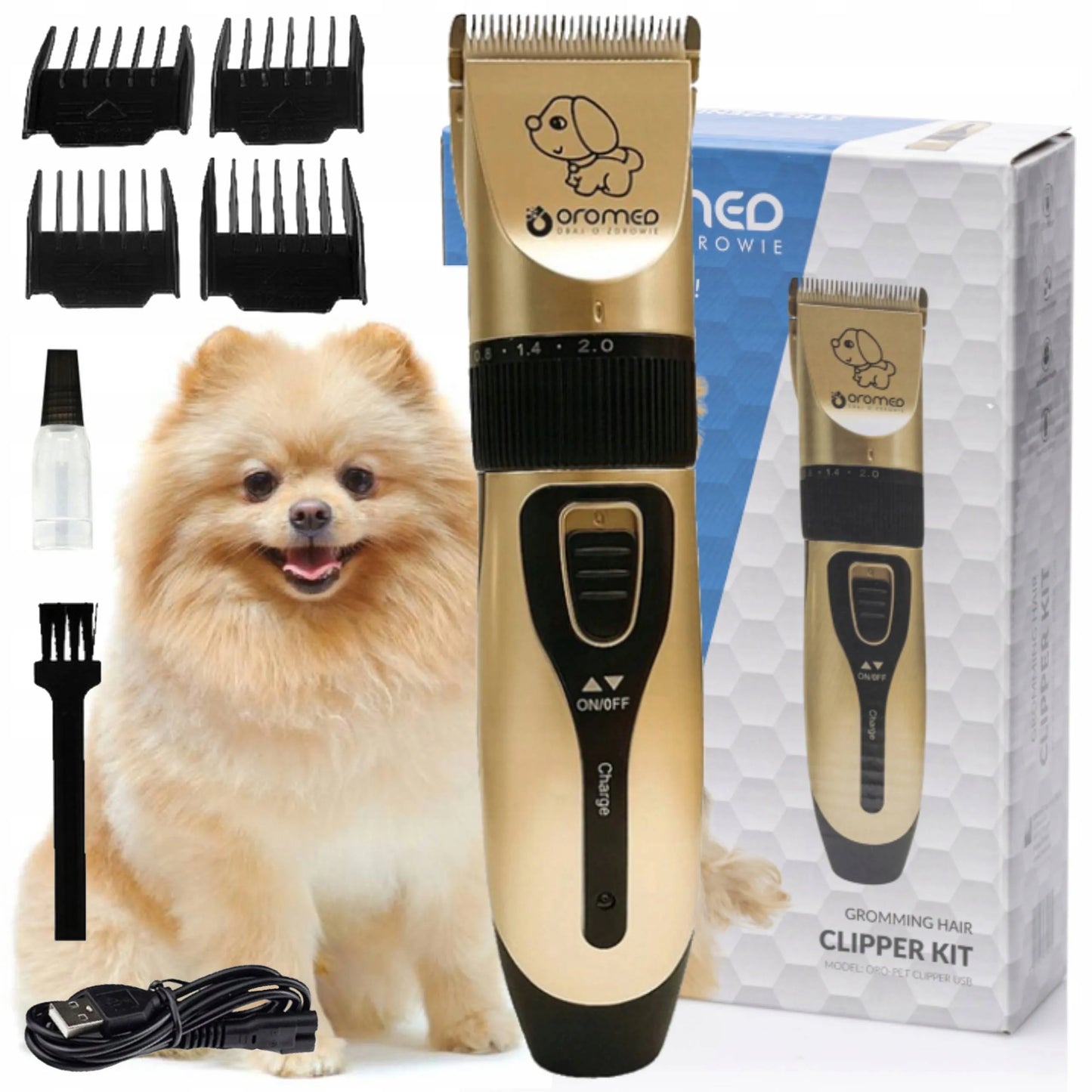 Belaidė gyvūnų kirpimo mašinėlė Oromed ORO-PET CLIPPER USB rinkinys