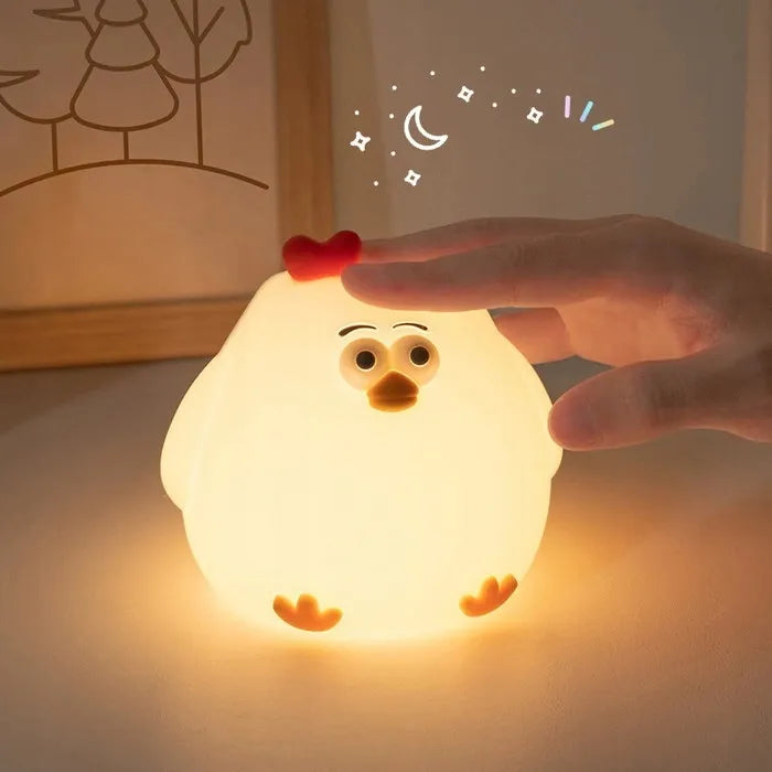 Belaidė LED naktinė stalinė lempa vaikams VIŠTA su USB laidu Ecolight