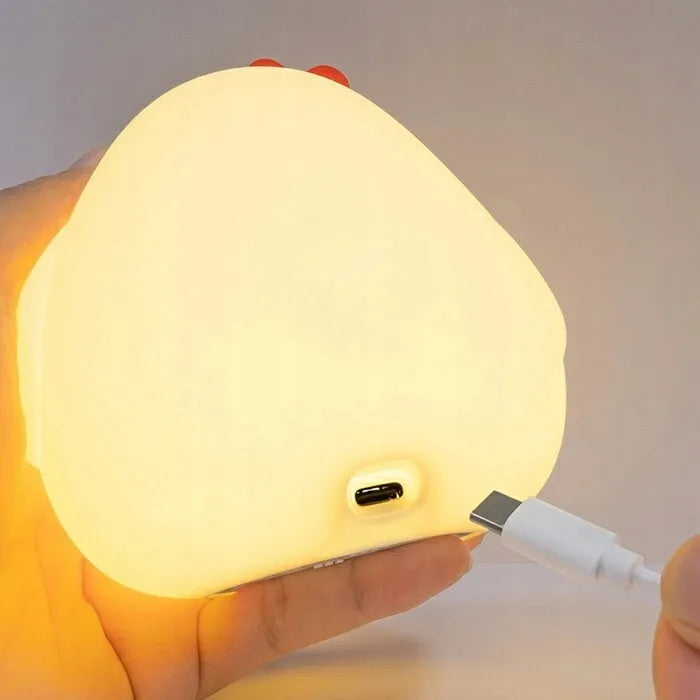 Belaidė LED naktinė stalinė lempa vaikams VIŠTA su USB laidu Ecolight
