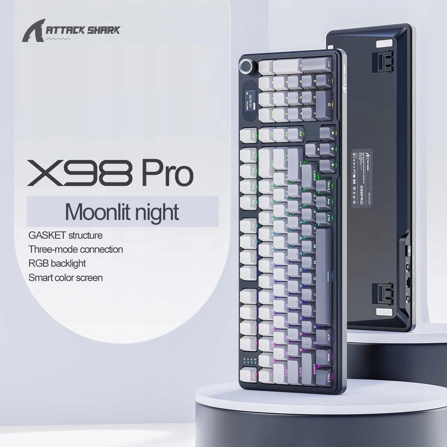 Belaidė mechaninė klaviatūra Attack Shark X98PRO su pilno dydžio išdėstymu