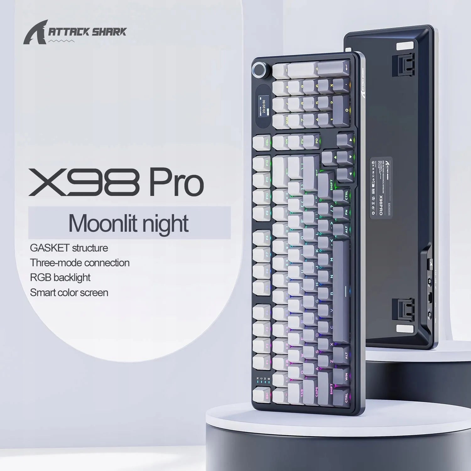 Belaidė mechaninė klaviatūra Attack Shark X98PRO su pilno dydžio išdėstymu