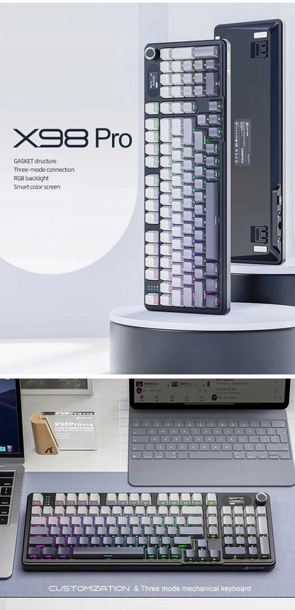 Belaidė mechaninė klaviatūra Attack Shark X98PRO su pilno dydžio išdėstymu