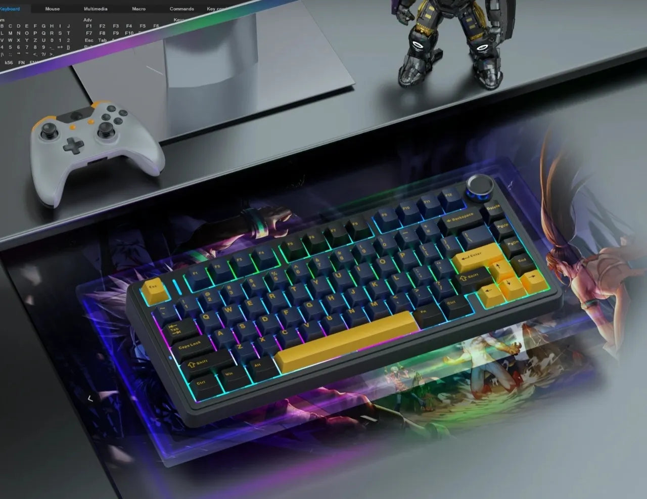 Belaidė mechaninė žaidimų klaviatūra AULA F75 – Thunder Black Reaper