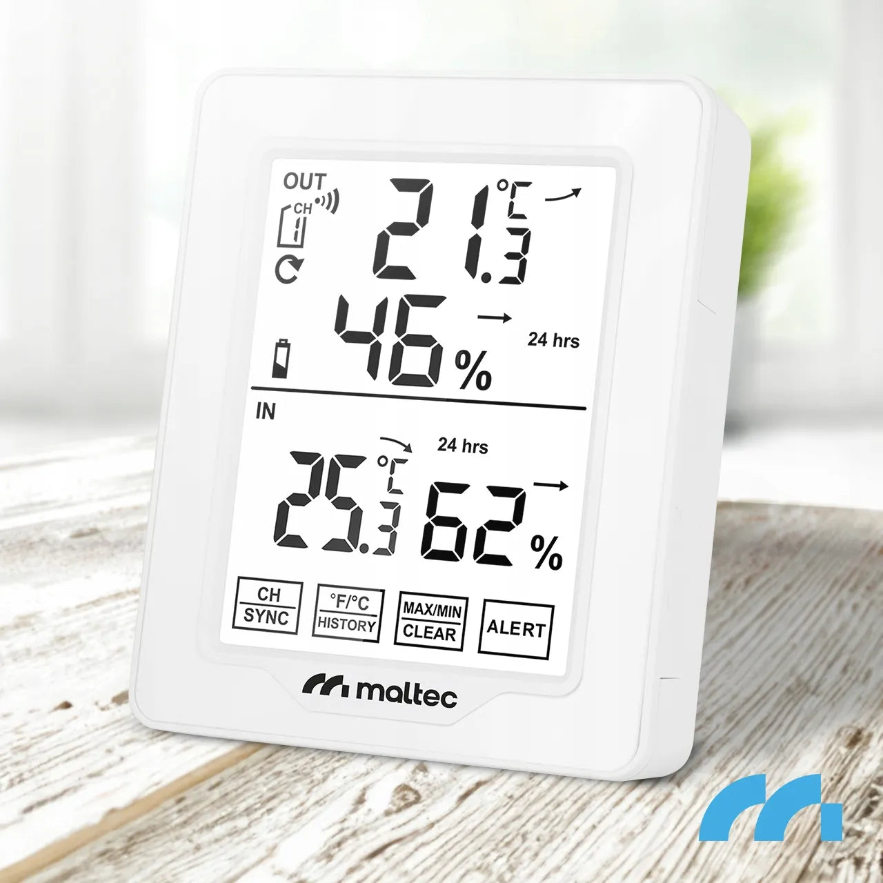 Belaidė meteorologinė stotelė Maltec Daily600M su termometru, higrometru ir išoriniu jutikliu