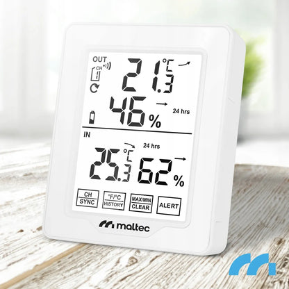 Belaidė meteorologinė stotelė Maltec Daily600M su termometru, higrometru ir išoriniu jutikliu