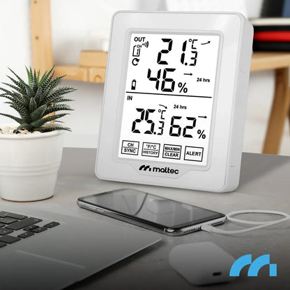Belaidė meteorologinė stotelė Maltec Daily600M su termometru, higrometru ir išoriniu jutikliu