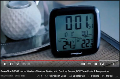 Belaidė meteorologinė stotis GreenBlue GB542 su DCF laikrodžiu, termometru ir žadintuvu