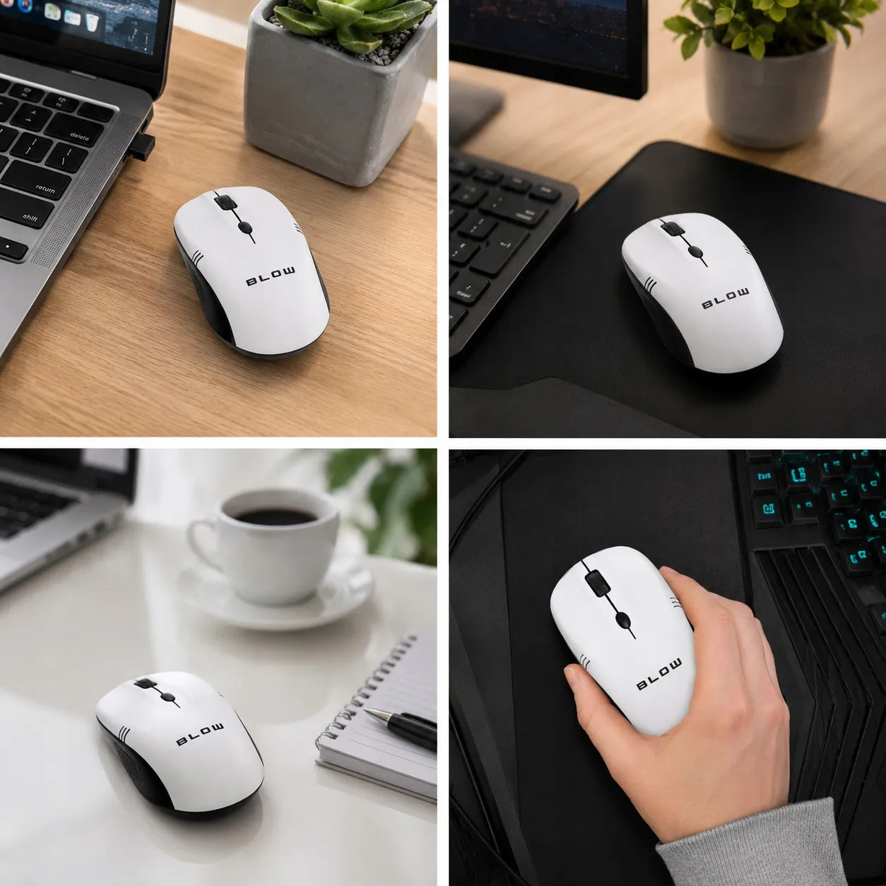 Belaidė optinė kompiuterio pelė Blow MB-10, USB, balta, 1600 DPI