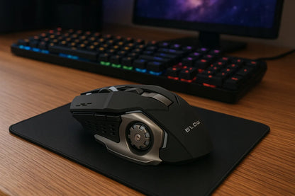 Belaidė optinė žaidimų pelė USB nešiojamajam kompiuteriui 2,4 GHz juoda