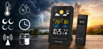 Belaidė orų stotelė BLOW WS107 su termometru, higrometru, barometru ir LED ekranu