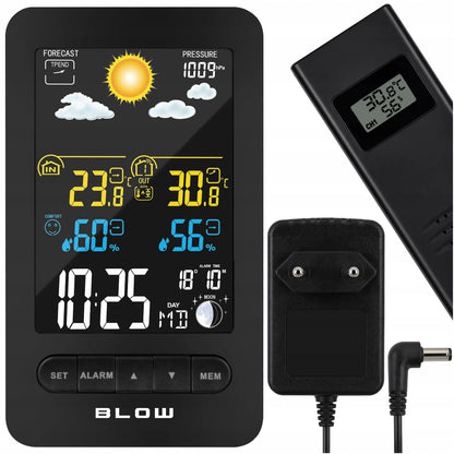 Belaidė orų stotelė BLOW WS107 su termometru, higrometru, barometru ir LED ekranu
