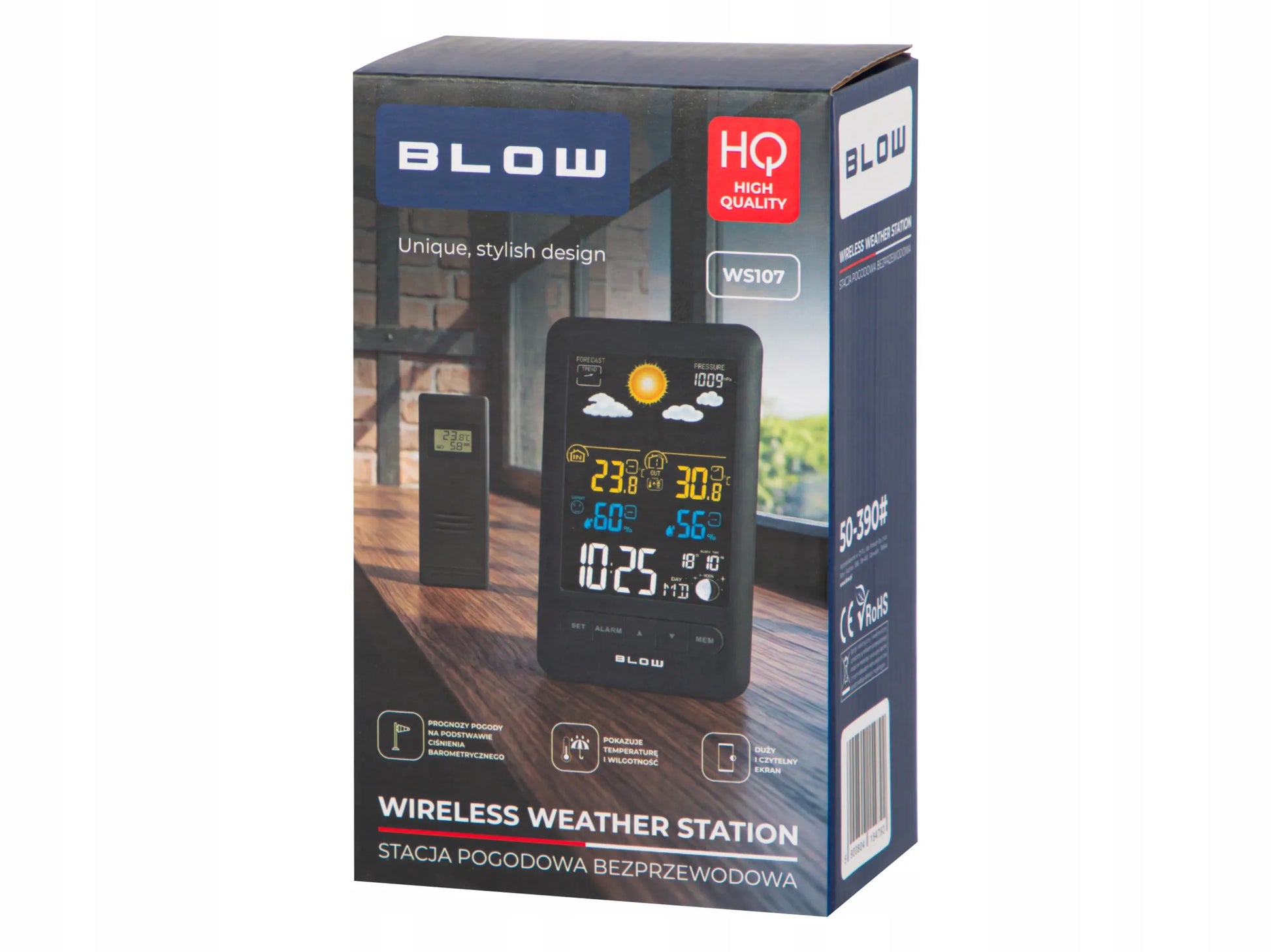Belaidė orų stotelė BLOW WS107 su termometru, higrometru, barometru ir LED ekranu