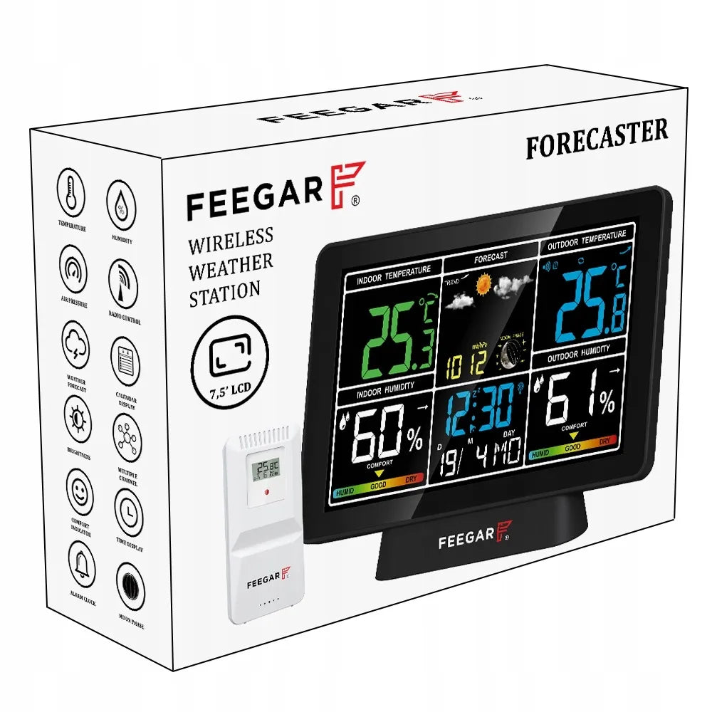 Belaidė orų stotelė Feegar LCD 7,5" Barometras Termometras