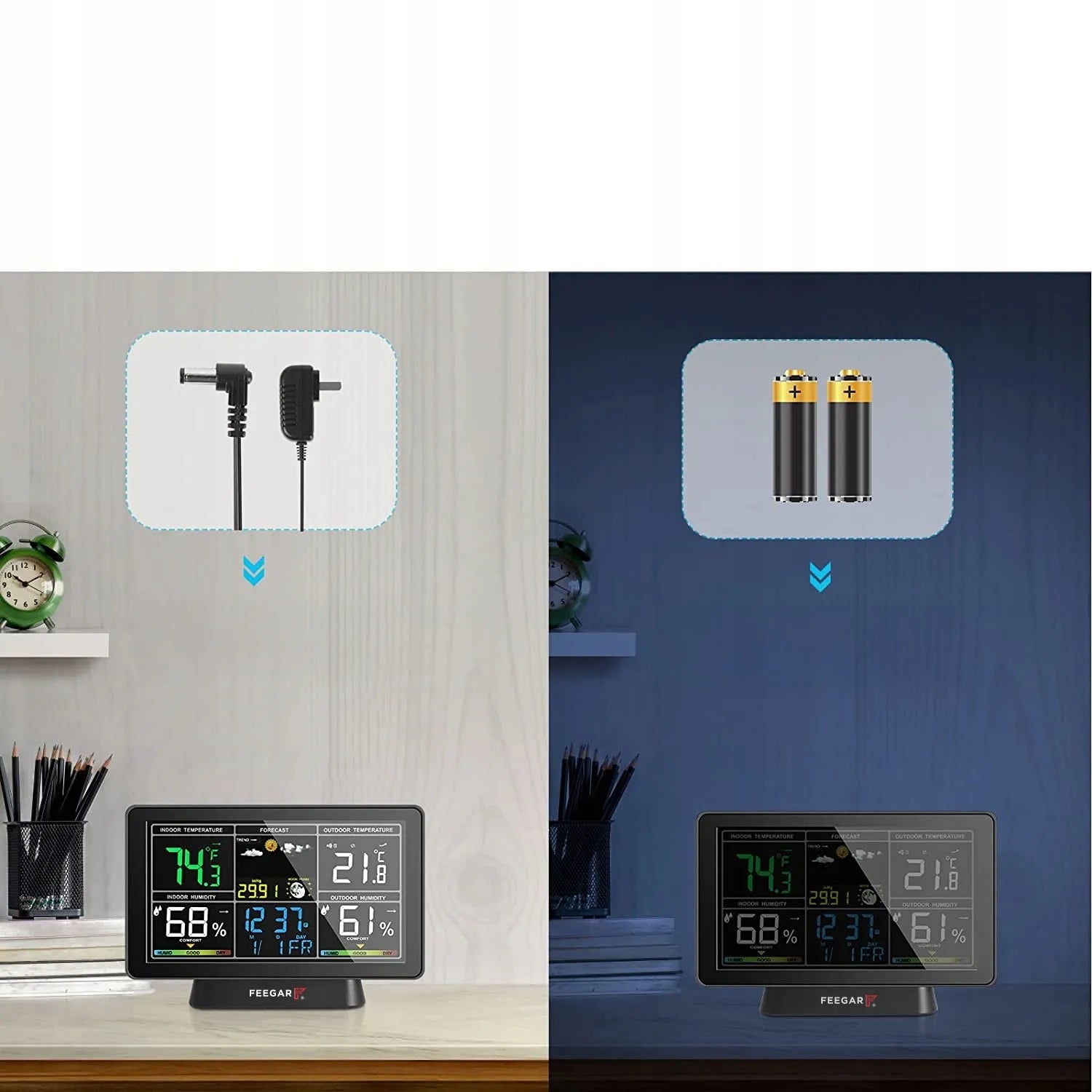 Belaidė orų stotelė Feegar LCD 7,5" Barometras Termometras
