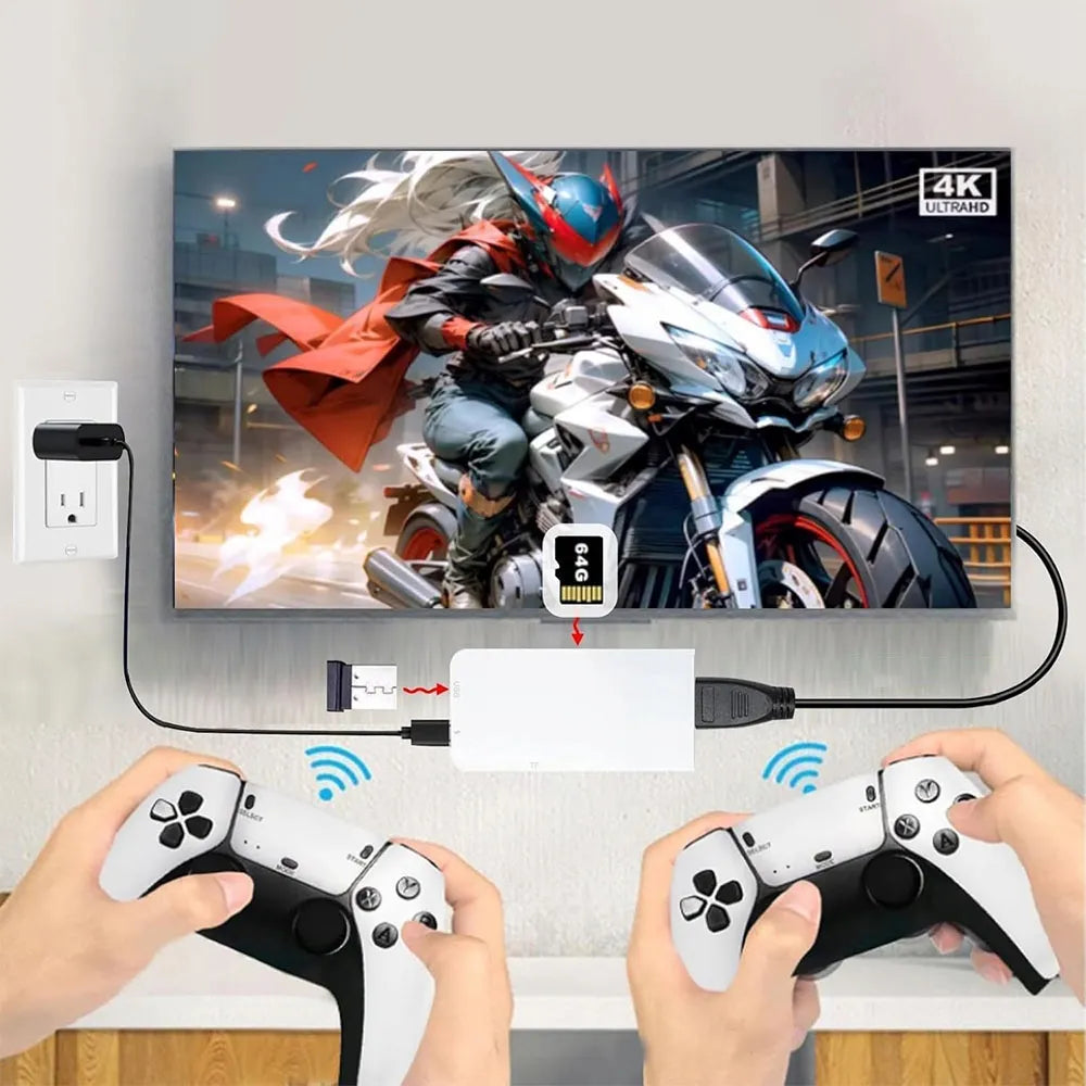 Belaidė retro žaidimų konsolė TV HDMI 20000 žaidimų 2 pulteliai Game Stick 4K