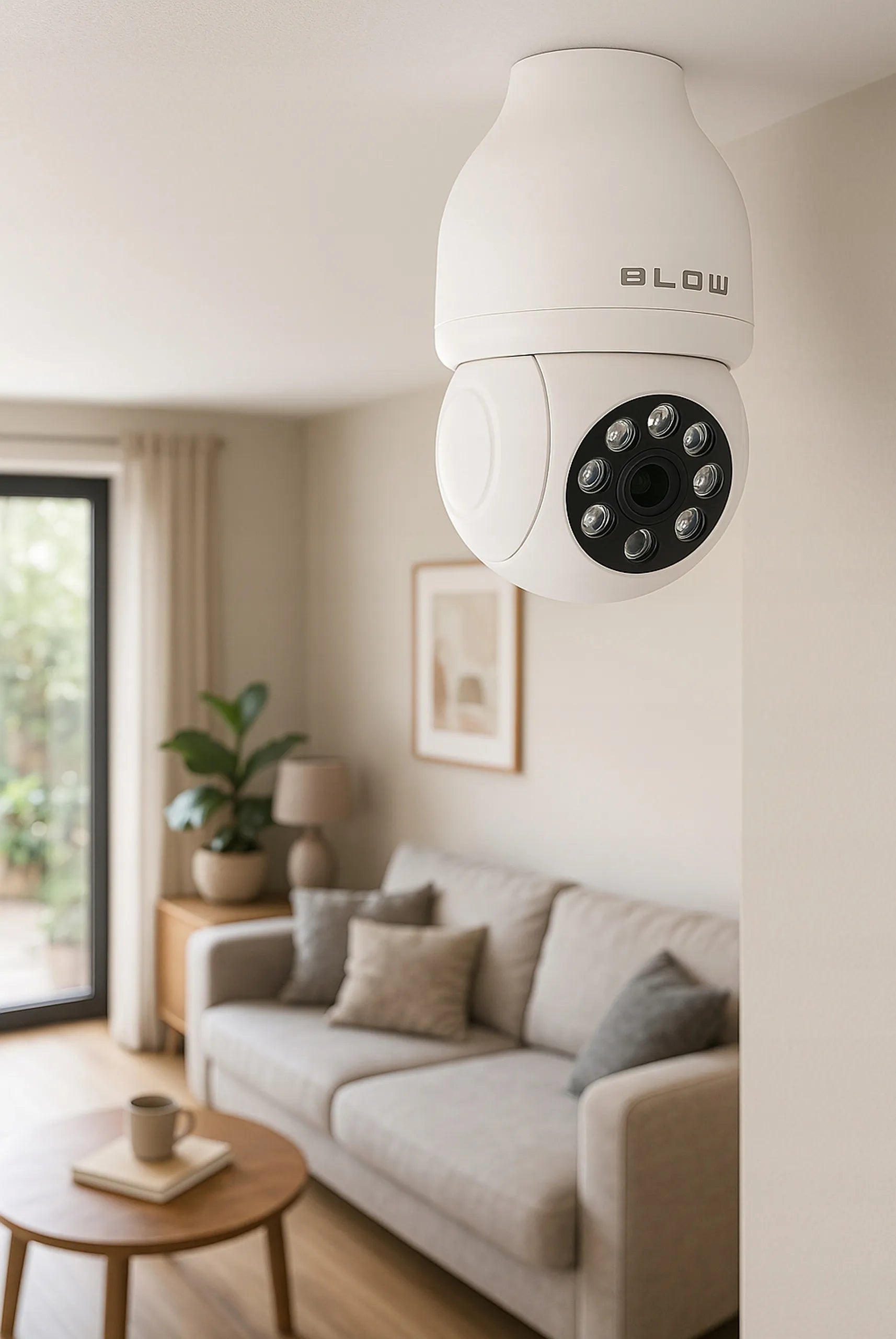 Belaidė vidinė pasukama IP kamera BLOW T-833 su E27 lizdu, 3MP, WiFi, Tuya