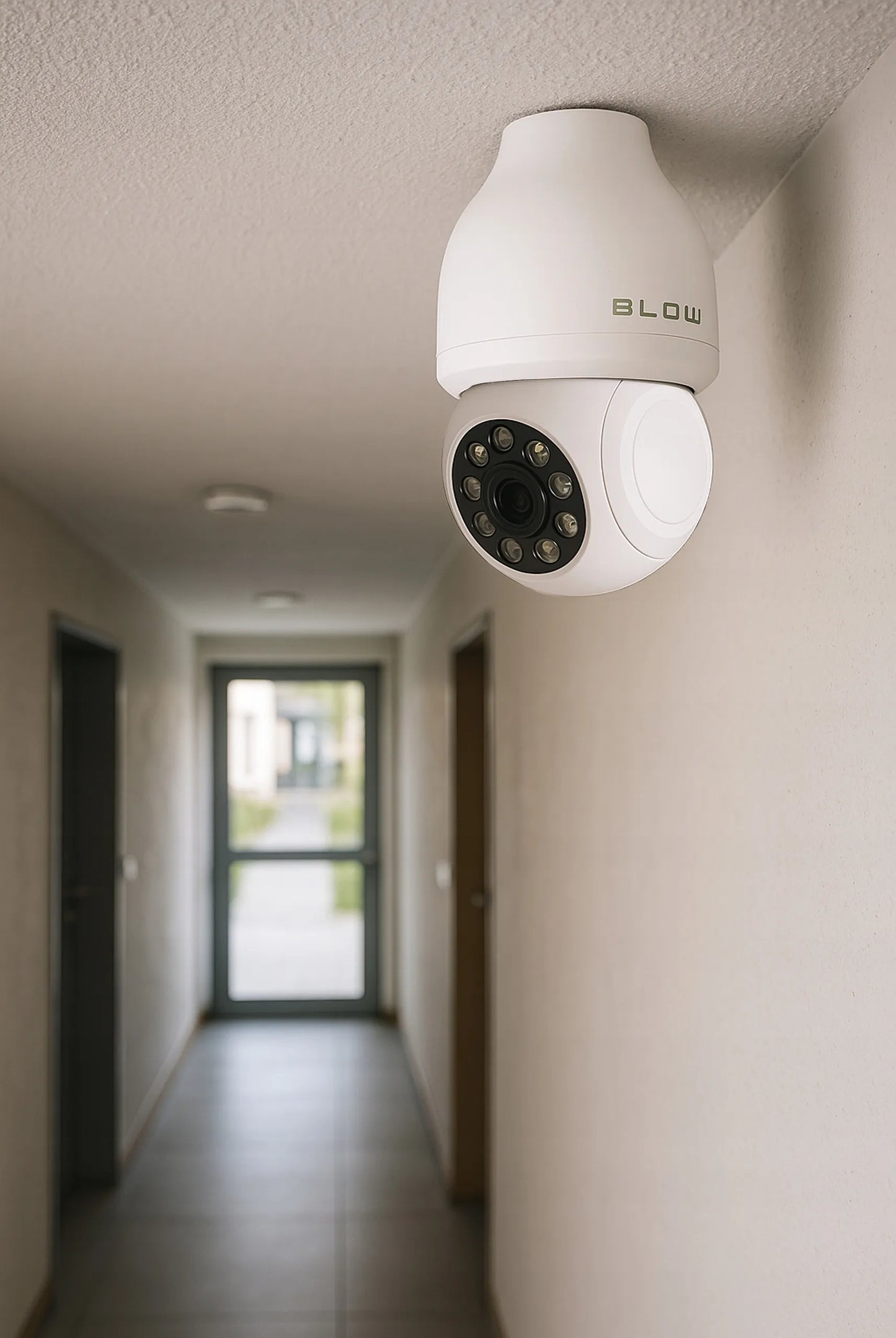 Belaidė vidinė pasukama IP kamera BLOW T-833 su E27 lizdu, 3MP, WiFi, Tuya
