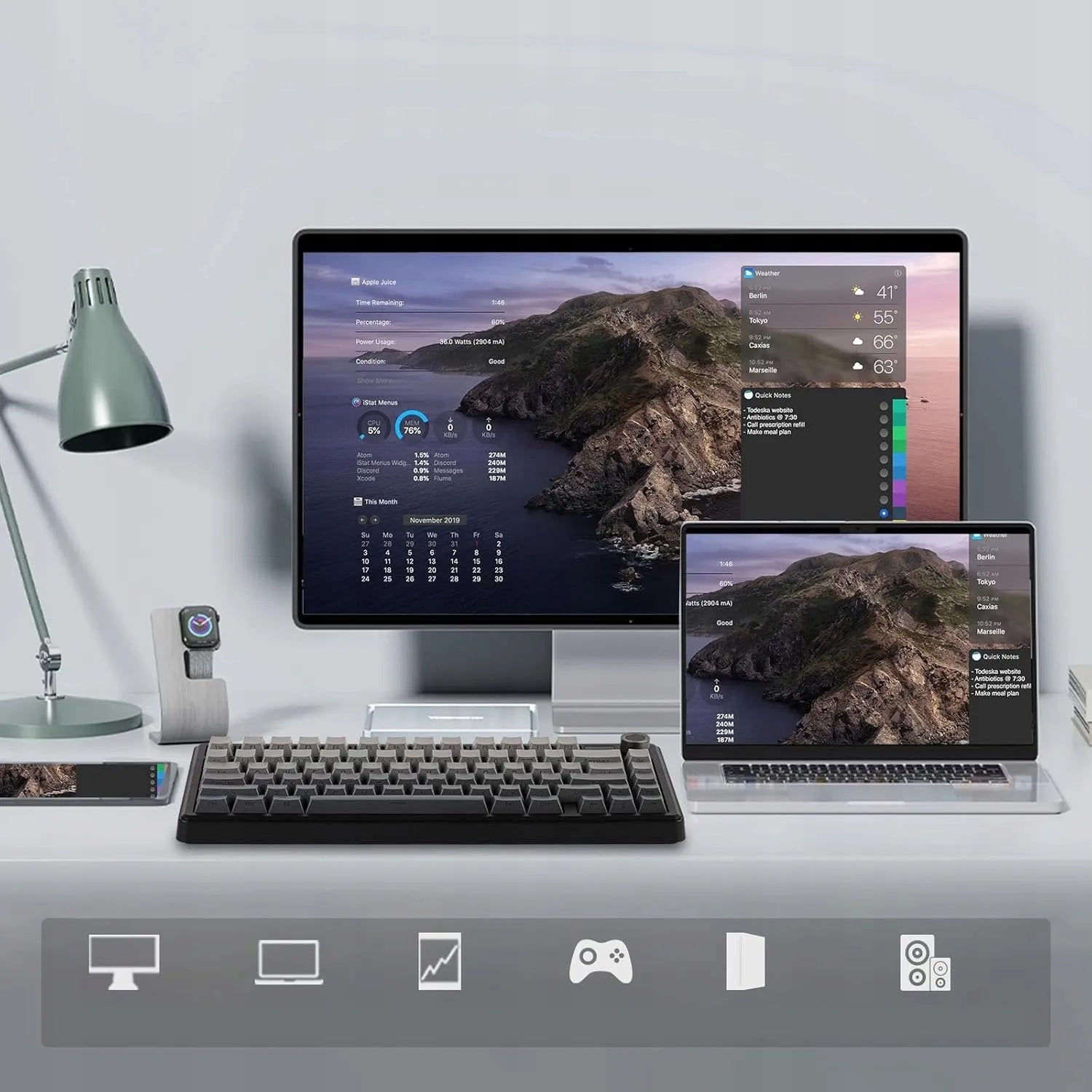 Belaidė žaidimų klaviatūra AULA F75 Max, apšviečiama, Gradient Grey