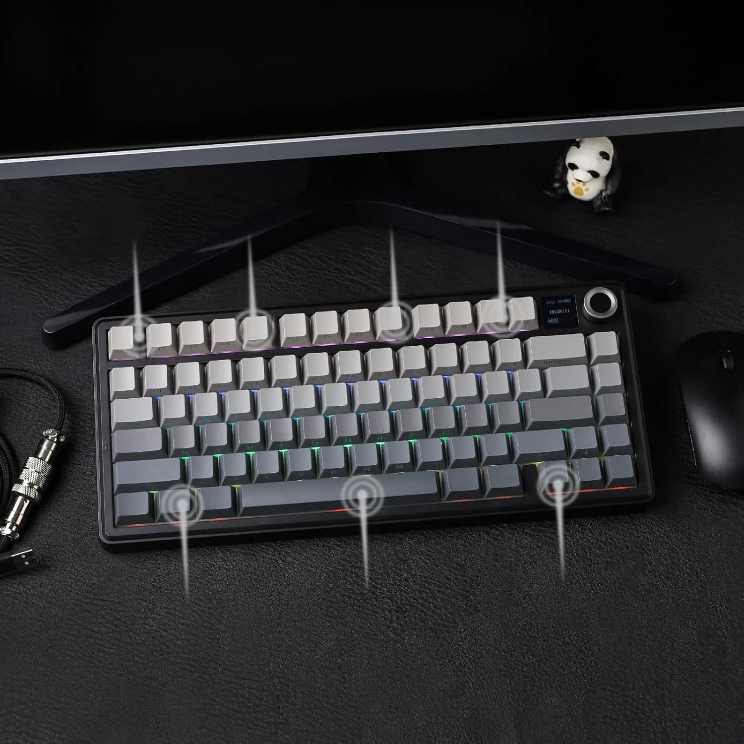 Belaidė žaidimų klaviatūra AULA F75 Max, apšviečiama, Gradient Grey