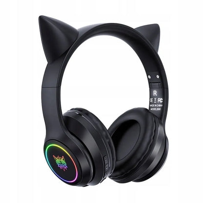 Belaidės ausinės ONIKUMA B90 su mikrofonu, RGB apšvietimu ir katės ausytėmis, USB-C