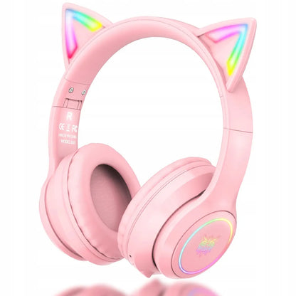 Belaidės ausinės ONIKUMA B90 su mikrofonu, RGB apšvietimu ir katės ausytėmis, USB-C