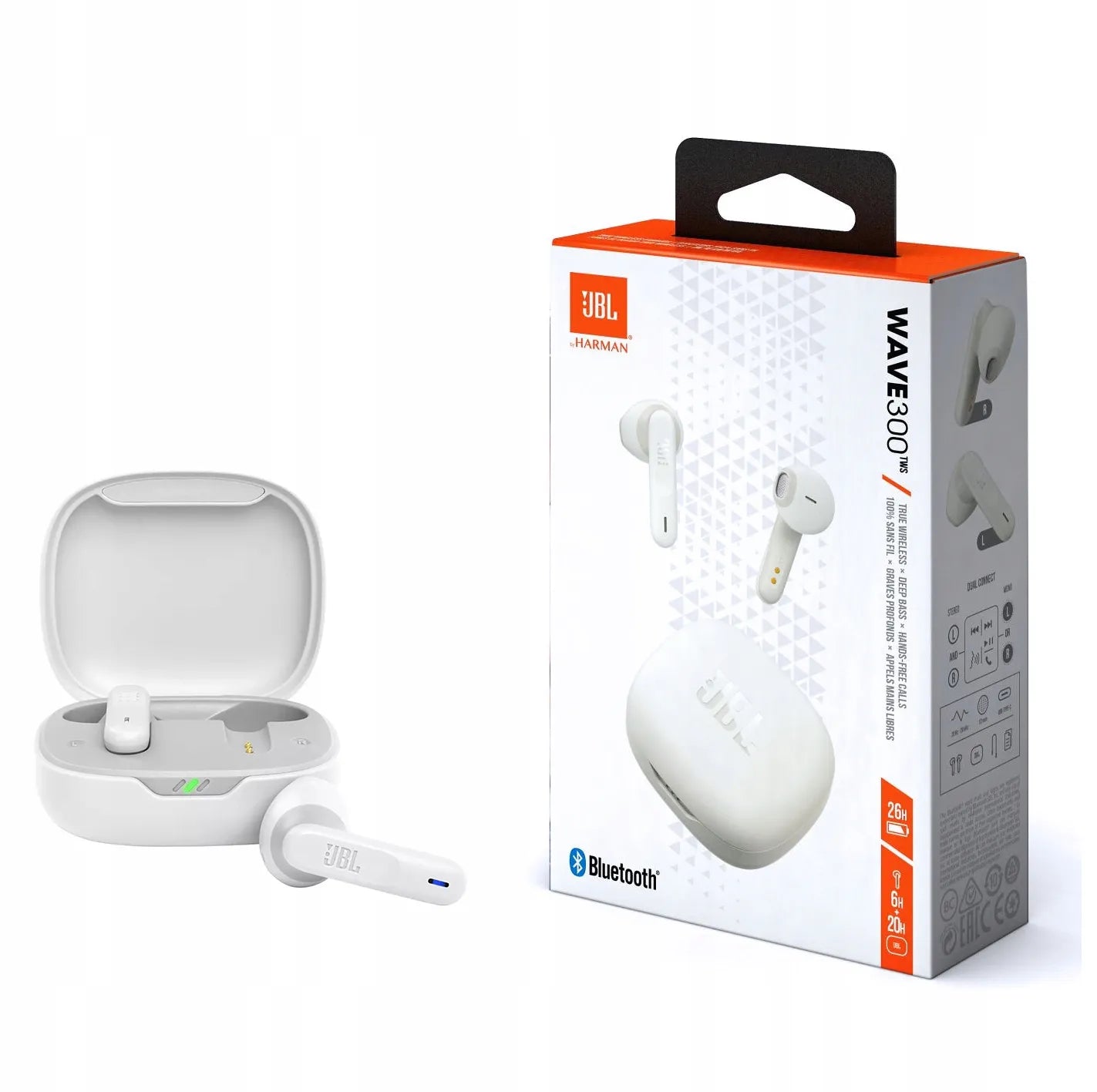 Belaidės įstatomos ausinės JBL Wave 300TWS BT5.2 baltos