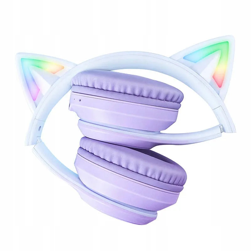 Belaidės žaidimų ausinės Onikuma B90 RGB su kačių ausytėmis, violetinės