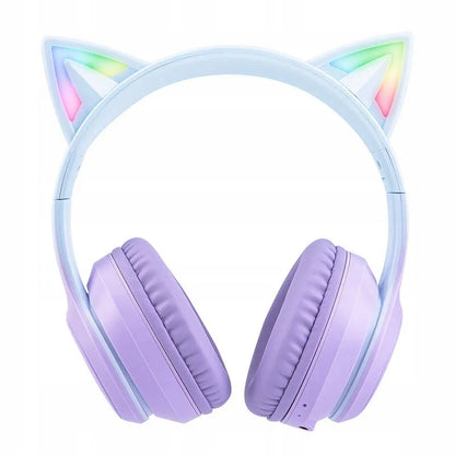 Belaidės žaidimų ausinės Onikuma B90 RGB su kačių ausytėmis, violetinės