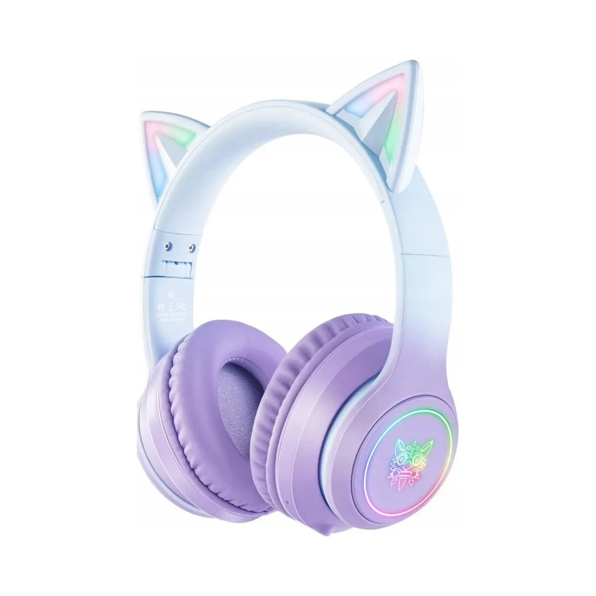 Belaidės žaidimų ausinės Onikuma B90 RGB su kačių ausytėmis, violetinės