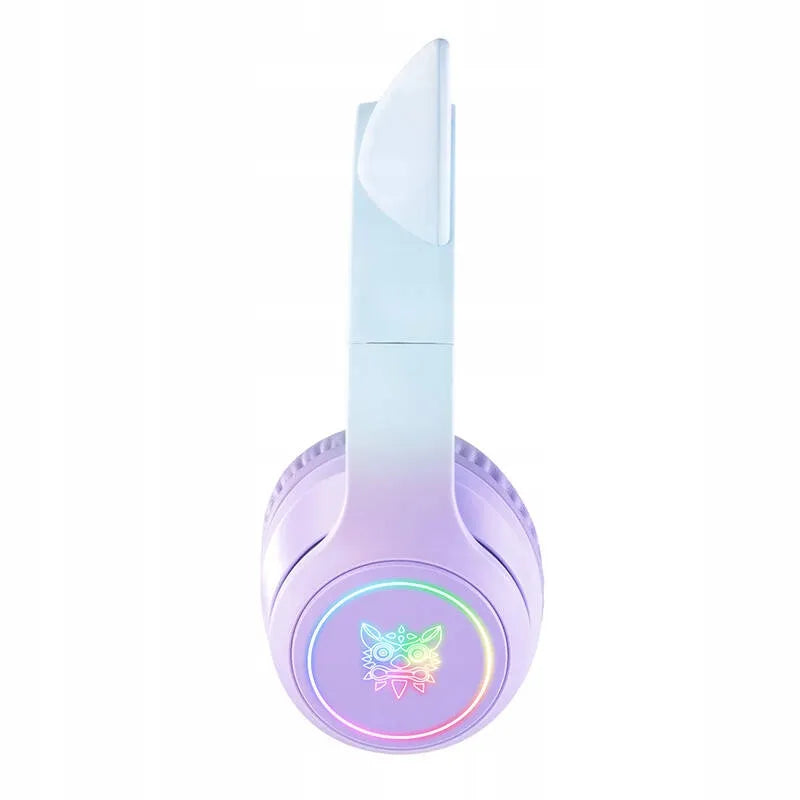 Belaidės žaidimų ausinės Onikuma B90 RGB su kačių ausytėmis, violetinės