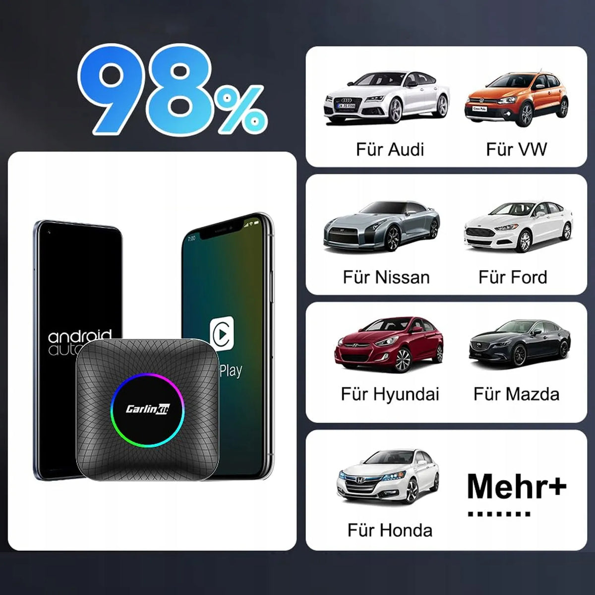 Belaidis adapteris Carlinkit TBOX 8GB 128GB CarPlay Android Auto juodas