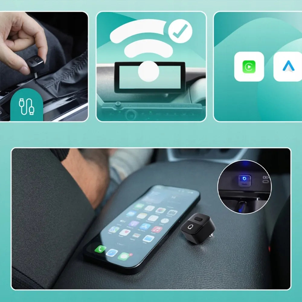 Belaidis Android Auto ir CarPlay adapteris WiFi 6 Dual Phone 2in1 USB-C
