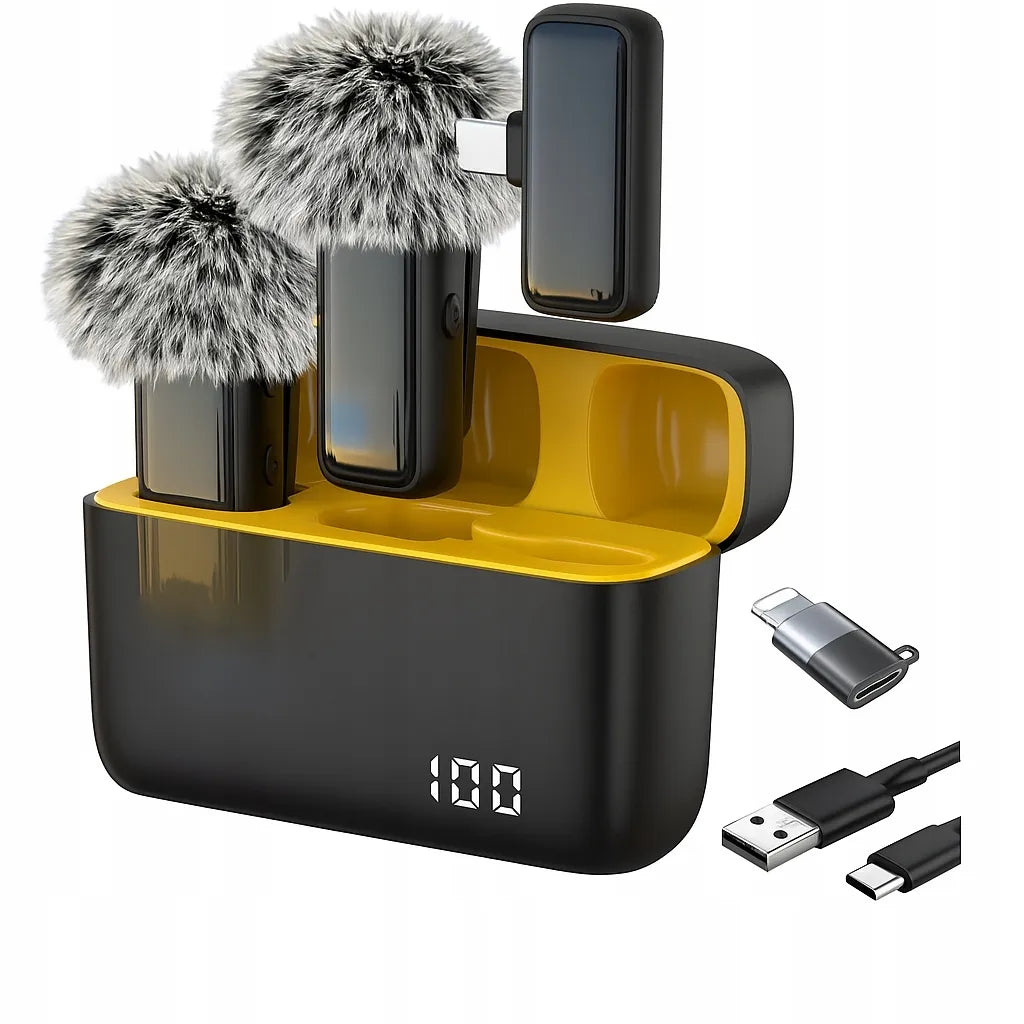 Belaidis atlapo mikrofonas įrašymui su USB-C jungtimi, skirtas iPhone, 2 vnt.