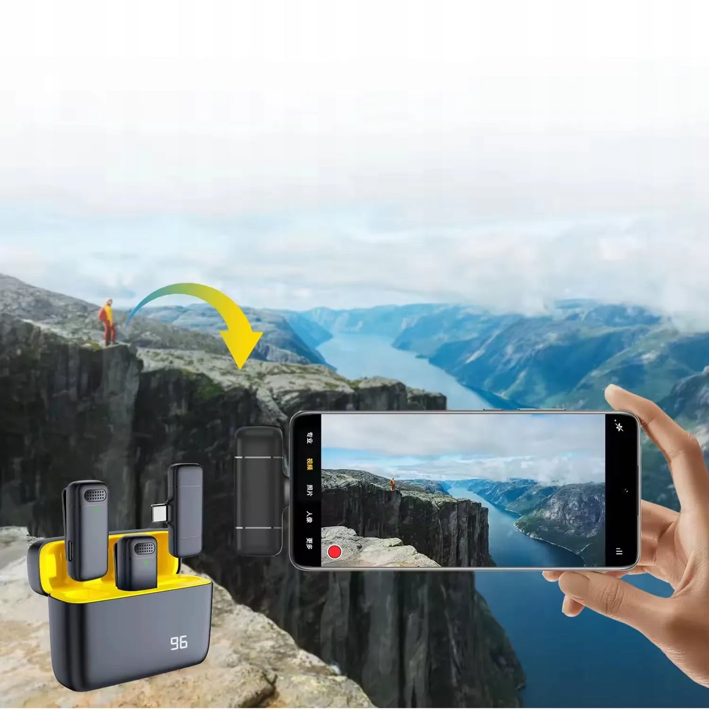 Belaidis atlapo mikrofonas, skirtas įrašymui su USB-C jungtimi, iPhone X2