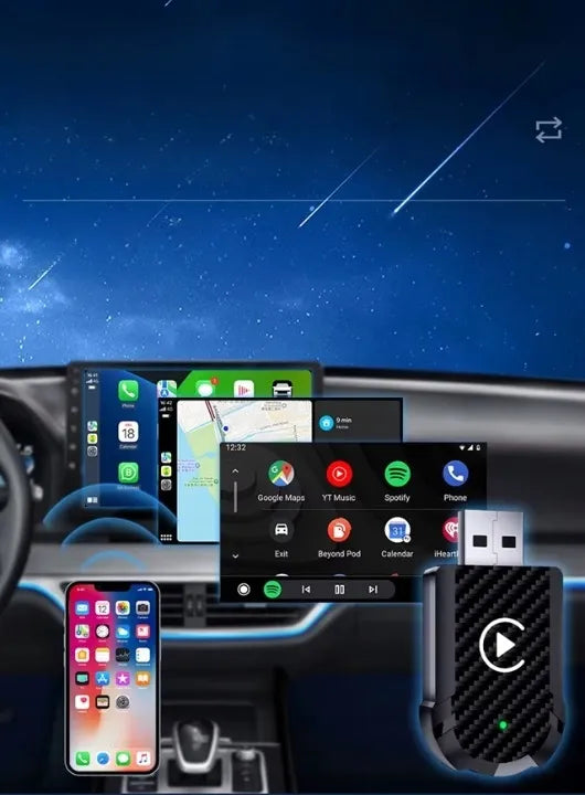 Belaidis automobilinis USB adapteris, skirtas Android Auto ir Apple CarPlay AI&JL