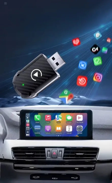 Belaidis automobilinis USB adapteris, skirtas Android Auto ir Apple CarPlay AI&JL