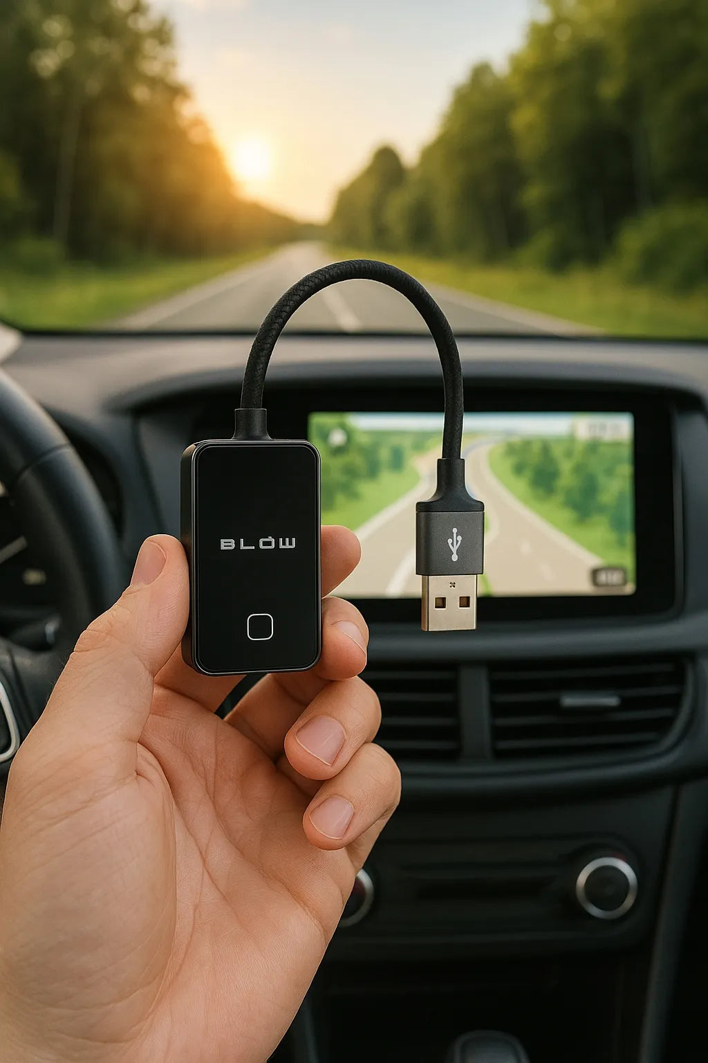 Belaidis BLOW CarPlay ir Android Auto adapteris USB-A/USB-C WiFi BT 5.0 PRO