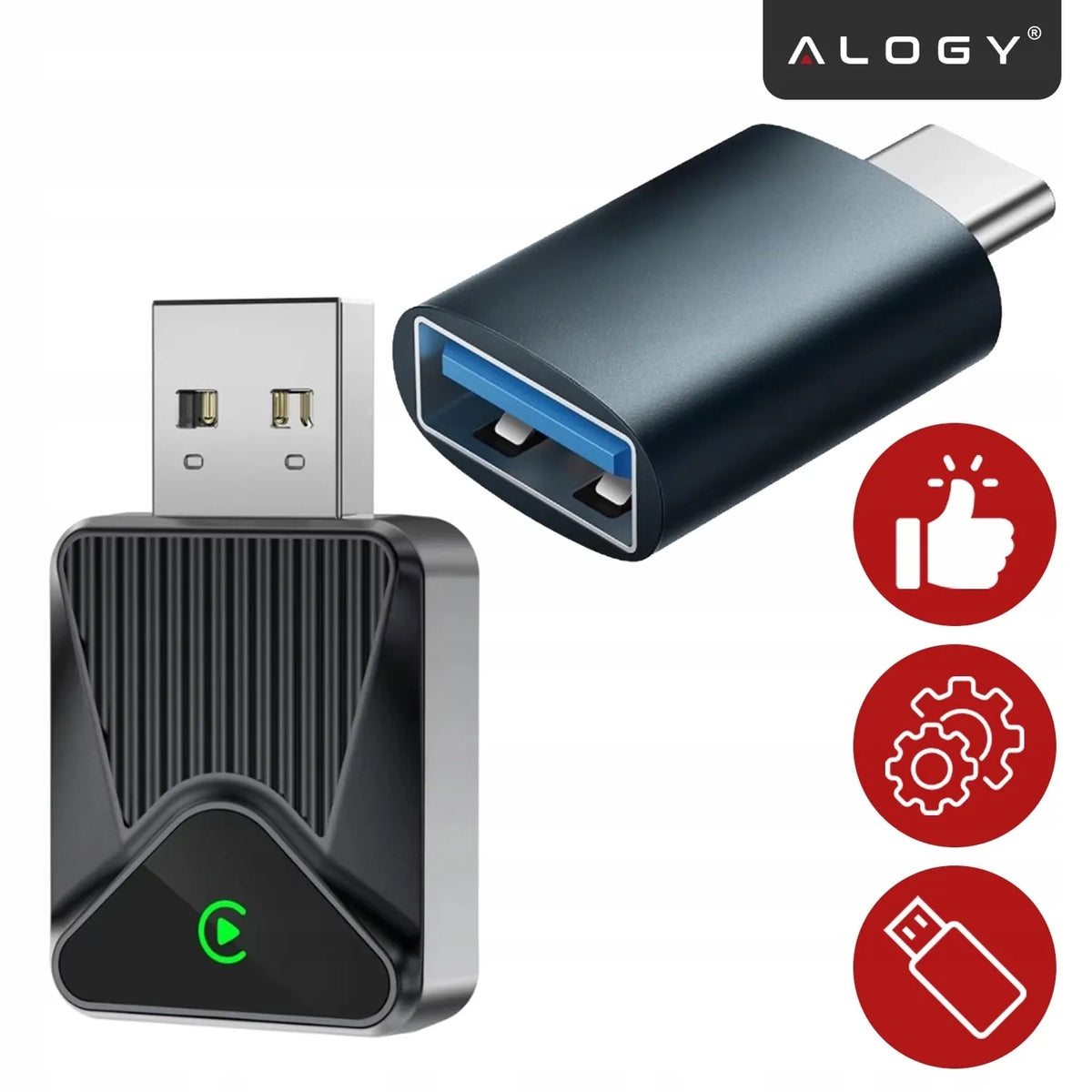 Belaidis CarPlay adapteris 5.8GHz Plug&Play iOS/Android Auto USB USB-C