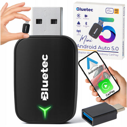 Belaidis CarPlay Android Auto adapteris Bluetec WiFi BT 5.0 mini