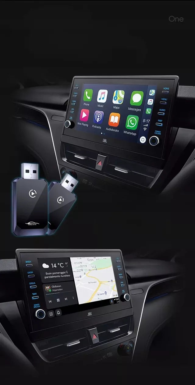 Belaidis CarPlay Android Auto USB adapteris, 2-in-1 WiFi Bluetooth