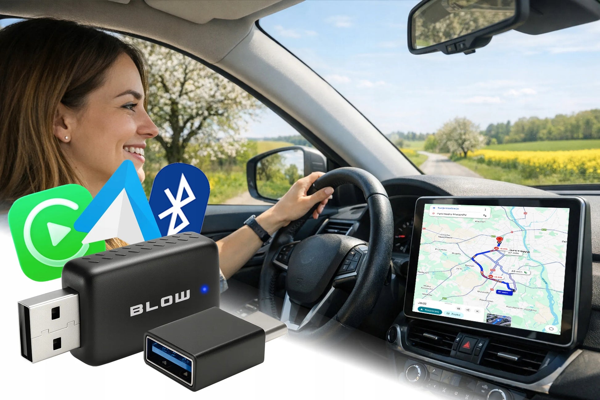 Belaidis „CarPlay“ ir „Android Auto“ adapteris, „Bluetooth“ bei „Wi-Fi“ „Mini Pro“